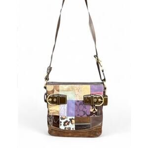 Vintage Coach Eva Holiday Patchwork Limited Edition Purse 3573 Gold Hardware